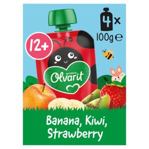 NUTRICIA Olvarit Olvarit Knijpfruit Banaan Kiwi Aardbei 12+ Maanden 4 x 100g