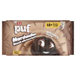 Eti Puf Marshmallow Biscuit with Cocoa Sprinkles 12 x 18g