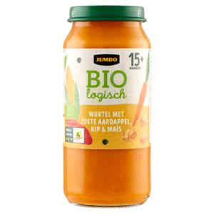 Jumbo Biologisch Wortel met Zoete Aardappel, Kip & Mais 15+ Maanden 250g