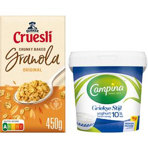 Campina Quaker yoghurt granola ontbijt