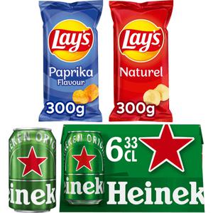 Lay's chips en Heineken pils voetbal box