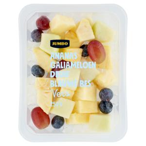 Jumbo Fruitstukjes Ananas, Galiameloen, Druif & Blauwe Bes 250G