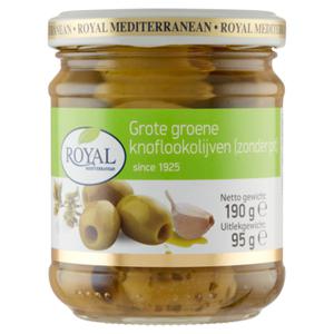 Royal Mediterranean Grote Groene Knoflookolijven 190g