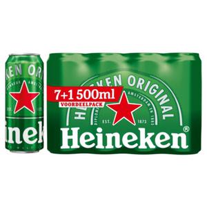 Heineken Premium Pilsener Bier Blik 7+1 x 500ml