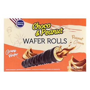 American Bakery Choco & Peanut Wafer Rolls 120g