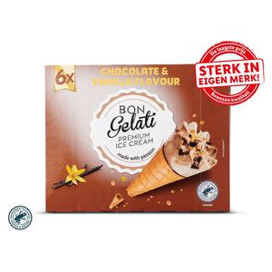 Bon Gelati Chocolade-vanille wafelhoorntjes