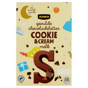 Jumbo Gevulde Chocoladeletter S Cookie & Cream Melk 150g