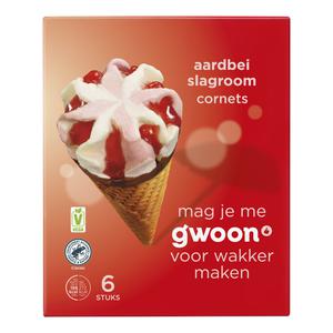 g'woon aardbei slagroom cornets