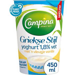 Campina Griekse Stijl Yoghurt 1,8% Vet Vanille