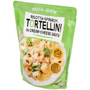 Pasta-Quick Ricotta-Spinach Tortellini in Creamcheese sauce