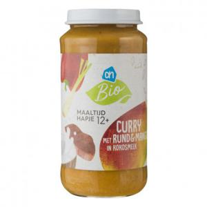 AH Biologisch Curry met rund en mango in kokos 12m07