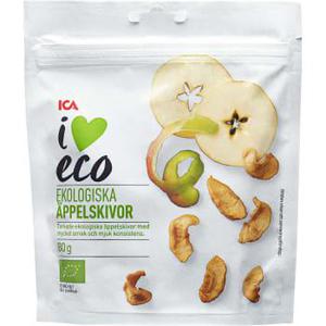 ICA I love eco Torkade äppelskivor Ekologisk 80g