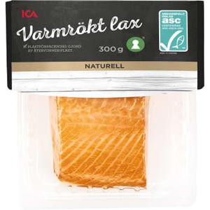 ICA Varmrökt Lax Naturell ASC  300g