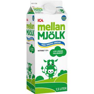 ICA Mellanmjölk Lite längre hållbarhet 1,5% 1,5l