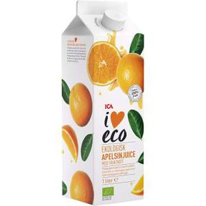 ICA I love eco Apelsinjuice Nypressad med fruktkött Ekologisk 1l