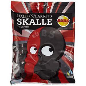 Bubs Hallon och lakritsskalle 190g Fairtrade