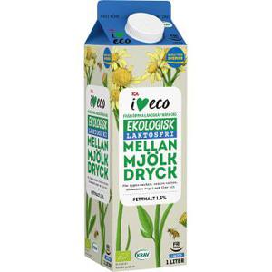 ICA I love eco Mellanmjölk Laktosfri 1,5% 1l KRAV