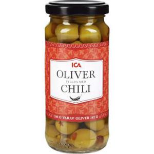 ICA Fyllda Oliver Gröna med Chili 240g