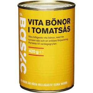 ICA Basic Vita bönor i Tomatsås 420g
