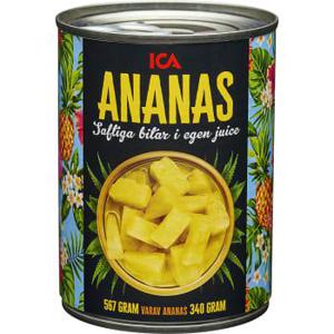 ICA Ananasbitar i juice 340g