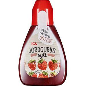 ICA Jordgubbssylt Mindre socker Klämflaska 385g