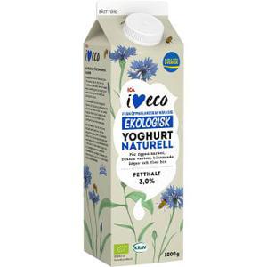 ICA I love eco Yoghurt Naturell 3% 1l KRAV