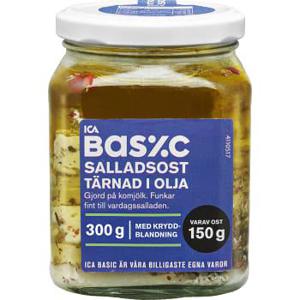 ICA Basic Salladsost Tärnad i olja 300g