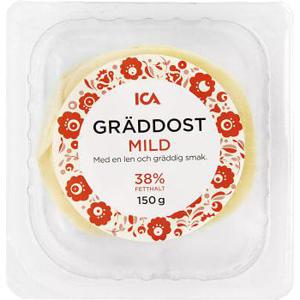 ICA Gräddost mild skivad 38% 150g