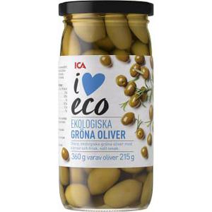 ICA I love eco Gröna Oliver med kärnor Ekologisk 360g