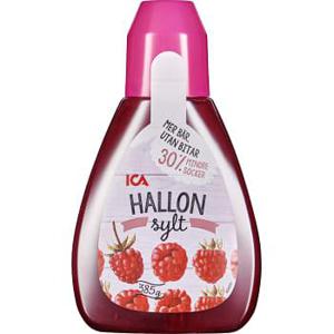 ICA Hallonsylt Mindre socker Klämflaska 385g