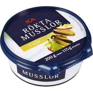 ICA Musslor Rökta i olja 200g