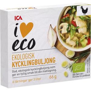 ICA I love eco Kycklingbuljong Ekologisk 6-p 66g