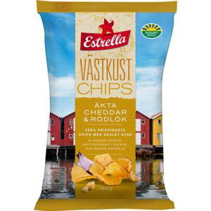 Estrella Västkustchips Äkta Cheddar & Rödlök 180g