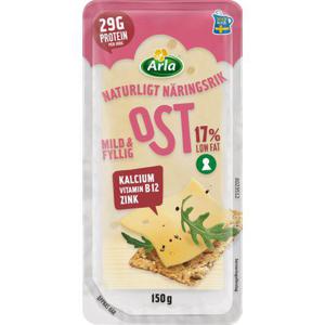 Arla Ost Mild & Fyllig, Skivad 17% 150g