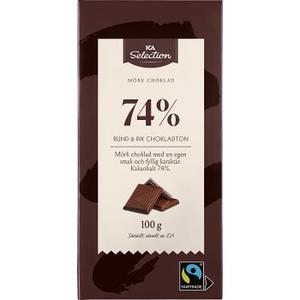 ICA Selection Chokladkaka Mörk 74% 100g