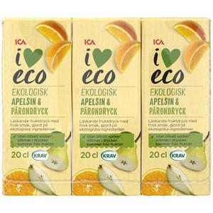 ICA I love eco Fruktdryck Apelsin & päron 20cl 3-p