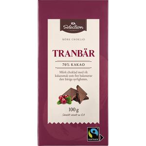 ICA Selection Chokladkaka Tranbär 70% 100g