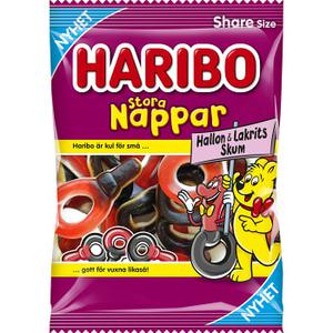 Haribo Stora Nappar Hallon & Lakritsskum 170g