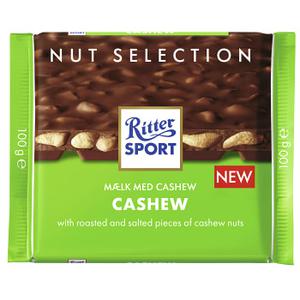 Ritter Chokladkaka med cashewnötter 100g