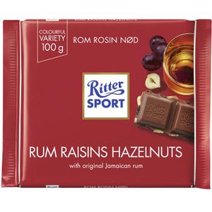 Ritter Chokladkaka Romrussin Hasselnöt 100g