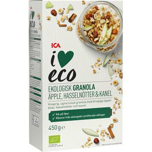 ICA I Love ECO Granola Äpple kanel Ekologisk 450g