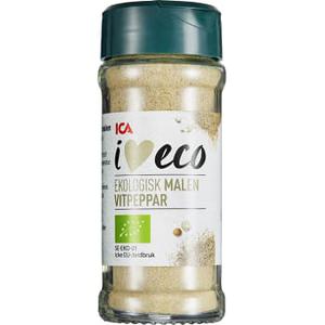 ICA I love eco Vitpeppar Malen Ekologisk 40g