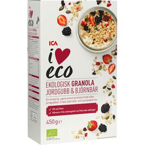 ICA I love eco Granola Jordgubb Björnbär 450g