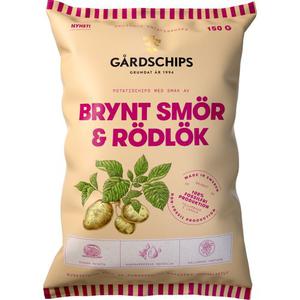 Gårdschips Potatischips Brynt Smör & Rödlök 150g