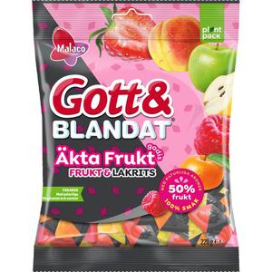 Malaco Gott & Blandat Äkta Frukt & Lakrits 220g