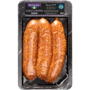 ICA Selection Färskkorv vitlök & peppar 300g