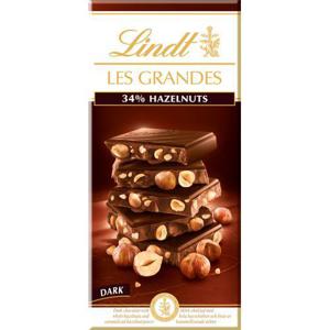 Lindt LES GRANDES Mörk Chokladkaka Hasselnöt150g