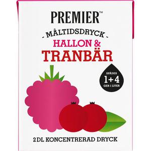 Premier Måltidsdryck Hallon & Tranbär 2dl