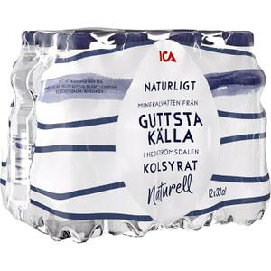 ICA Vatten Kolsyrad Naturell 33cl 12-p