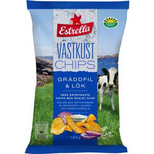 Estrella Västkustchips Gräddfil & Lök 180g
